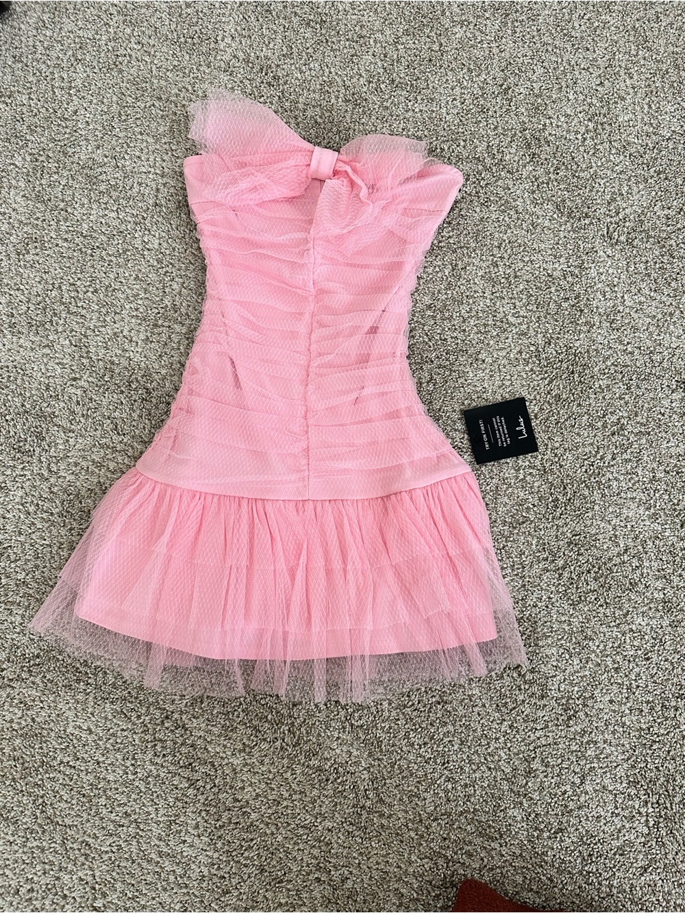 Lulu's Pink Tulle Bow Strapless Party Dress